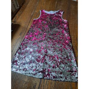 Girls Size 10-12 Lavender Sleeveless Pink Silver Sequin Embellished Party Dress